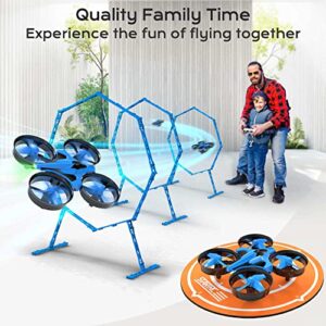 Dolanus Mini Drone for Kids Beginner - Fun Fly Racing Games, More Accessories RC Indoor Small UFO with Multiple Modes and 2 Batteries, Propeller Remote Control Quadcopter Helicopter for Boys, Blue, 8+