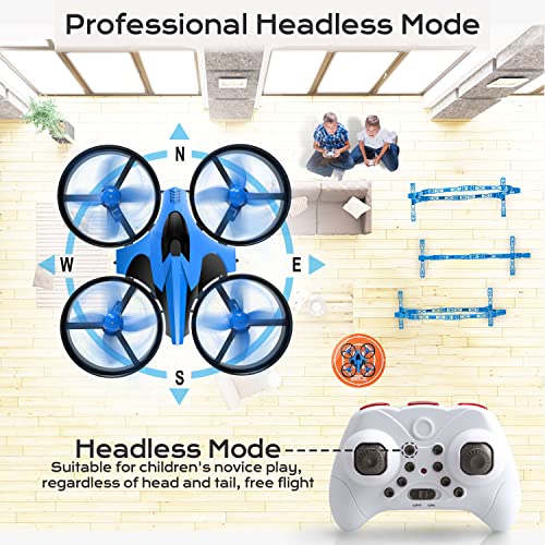 Dolanus Mini Drone for Kids Beginner - Fun Fly Racing Games, More Accessories RC Indoor Small UFO with Multiple Modes and 2 Batteries, Propeller Remote Control Quadcopter Helicopter for Boys, Blue, 8+