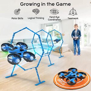 Dolanus Mini Drone for Kids Beginner - Fun Fly Racing Games, More Accessories RC Indoor Small UFO with Multiple Modes and 2 Batteries, Propeller Remote Control Quadcopter Helicopter for Boys, Blue, 8+