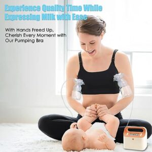 Hands Free Pumping Bra Hands-Free Breast Pump Bra Nursing Bras for Pumping Adjustable Breast-Pumps Holding and Nursing Bra,Black,Medium