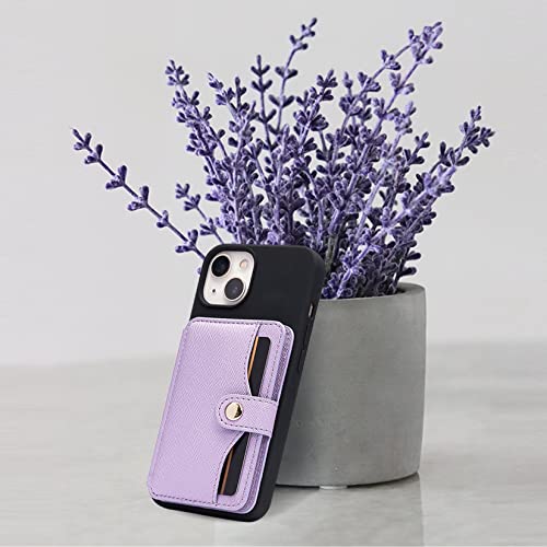 M-Plateau Card Holder, Phone Wallet Stick on with Slim 3M Sticker Match iPhone 14 Pro Case and Most Smartphones (Lavender)