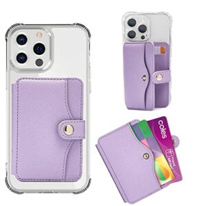 m-plateau card holder, phone wallet stick on with slim 3m sticker match iphone 14 pro case and most smartphones (lavender)