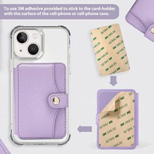 M-Plateau Card Holder, Phone Wallet Stick on with Slim 3M Sticker Match iPhone 14 Pro Case and Most Smartphones (Lavender)