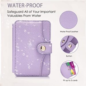 M-Plateau Card Holder, Phone Wallet Stick on with Slim 3M Sticker Match iPhone 14 Pro Case and Most Smartphones (Lavender)