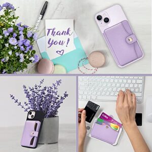 M-Plateau Card Holder, Phone Wallet Stick on with Slim 3M Sticker Match iPhone 14 Pro Case and Most Smartphones (Lavender)