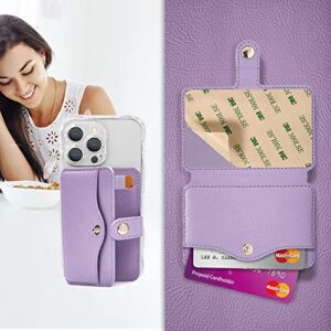 M-Plateau Card Holder, Phone Wallet Stick on with Slim 3M Sticker Match iPhone 14 Pro Case and Most Smartphones (Lavender)