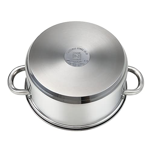 Cook N Home Sauce Pot Stainless Steel Stockpot with Glass Lid, Basic Saucier Casserole Pan Set, 6-Piece