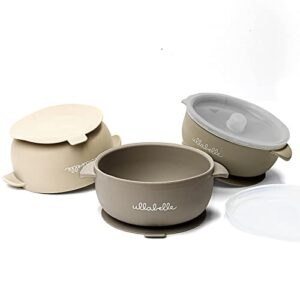ullabelle silicone baby bowls with lids | toddler food storage bowls set (desert rose)