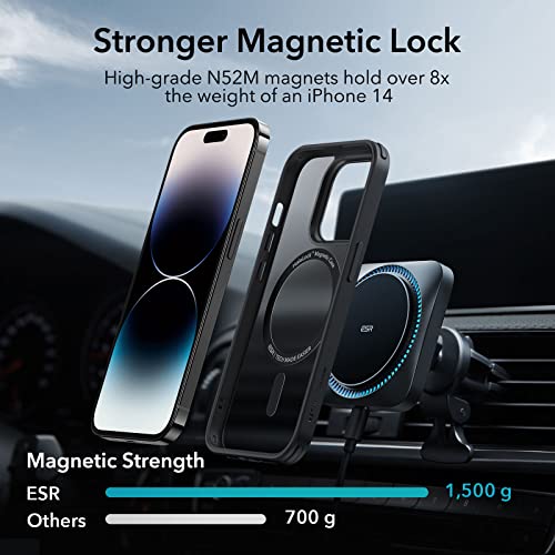 ESR for iPhone 14 Pro Case, Compatible with MagSafe, Shockproof Military-Grade Protection, Yellowing Resistant, Magnetic Phone Case for iPhone 14 Pro, Classic Hybrid Case (HaloLock), Frosted Black