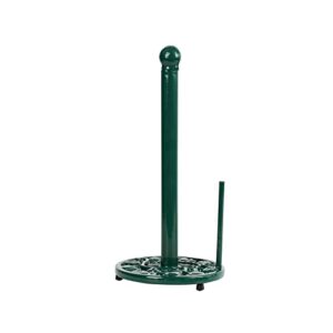 minluful cast iron paper towel holder, vintage chic pumpkin pattern weighted base roll paper towel holder stand for kitchen bathroom countertops, green