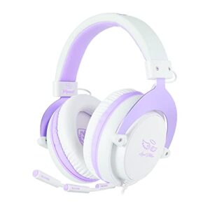 sades mpower stereo gaming headset for ps4, pc, mobile, noise cancelling over ear headphones with retractable flexible mic & soft memory earmuffs for laptop mac games-angel edition purple