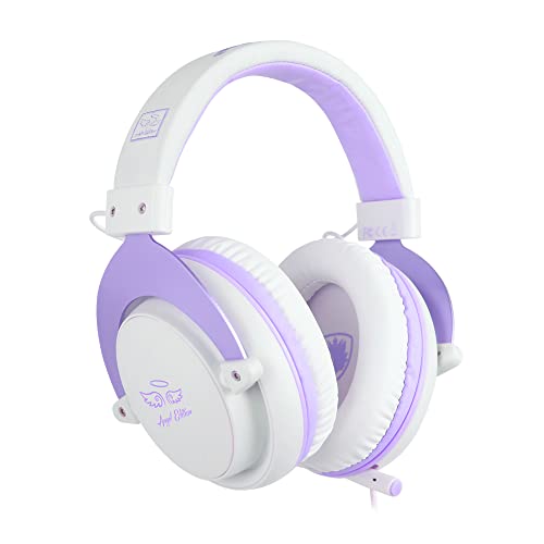 SADES MPOWER Stereo Gaming Headset for PS4, PC, Mobile, Noise Cancelling Over Ear Headphones with Retractable Flexible Mic & Soft Memory Earmuffs for Laptop Mac Games-Angel Edition Purple