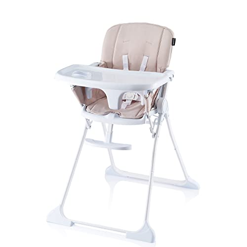 Pamo Babe High Chair for Toddlers Adjustable Baby Highchair with Removable Open Tray Wipeable Seat Pad (Beige)