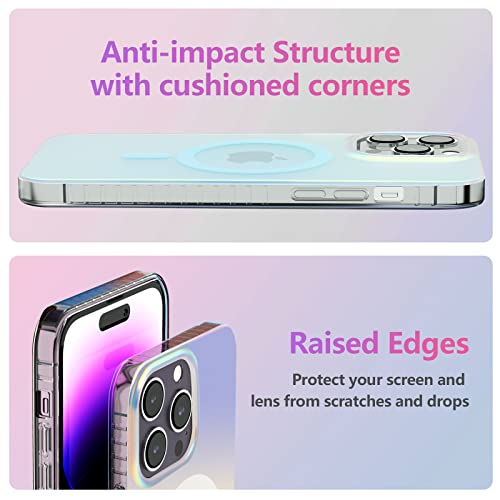 Dosanlues Strong Magnetic Iridescent Matte for iPhone 14 Pro Max Case for Women Girls, Translucent Compatible with MagSafe Slim Protective Cover 6.7inch 2022