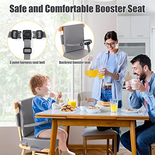 Toddler Booster Seat for Dining Table, 3 Point Harness Booster Seat for Table with Back, Kid/Child/Baby Booster Seat for Dining Table with Adjustable Straps, Non-Slip Travel Booster Seat for Chair