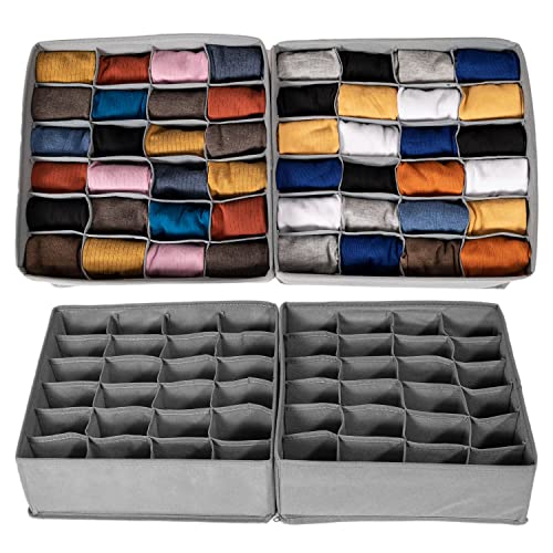 8 Set Drawer Underwear Organizer Divider Fabric Foldable Dresser Storage Basket and Bins for Storing Bra Ties Lingerie Undies Sock Panty Belts Clothes Scarves (8 Pack Grey)