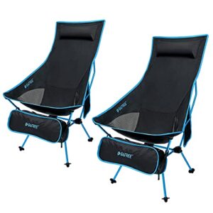 g4free 2pack lightweight portable high back camp chair, folding chair lawn chair heavy duty 330lbs with headrest & pocket for outdoor camp travel beach picnic hiking