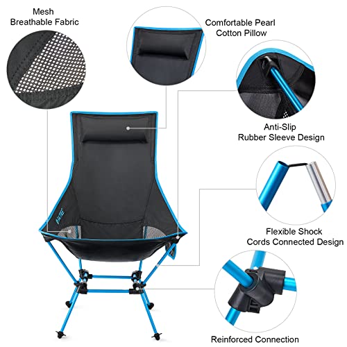 G4Free 2Pack Lightweight Portable High Back Camp Chair, Folding Chair Lawn Chair Heavy Duty 330lbs with Headrest & Pocket for Outdoor Camp Travel Beach Picnic Hiking