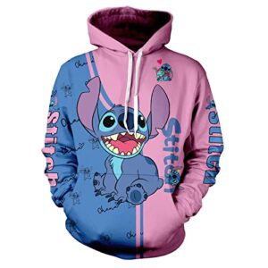 Anime Cartoon Hoodie Novelty 3D printed Hooded Pullover Sweatshirt, Cute Clothes Hoodies Gift for Girls Women and Cartoon Lovers 5-XXL