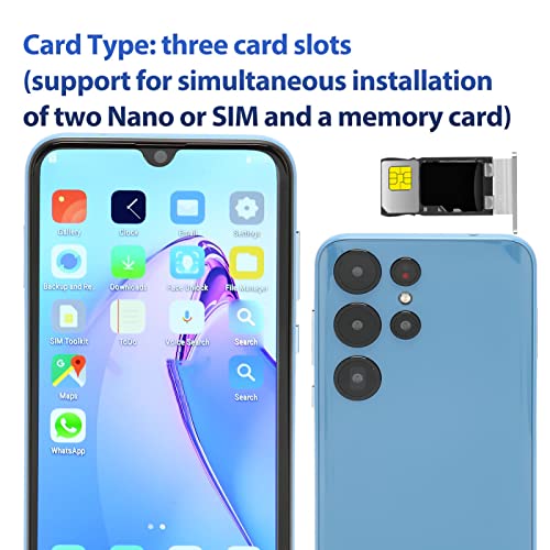 ASHATA S22 Ultra Unlocked Android Smartphone Cellphone, 6.3 inch FHD Face Unlock, 2G 3G Net Mobile Phone, WiFi BT FM GPS, Dual SIM, 1GB RAM 8GB ROM, 2MP 5MP Camera, 2800mAh, Blue (US)