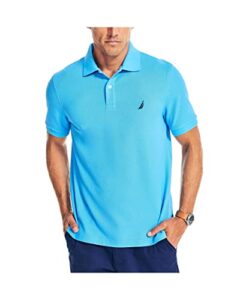 nautica men's sustainably crafted classic fit deck polo,azure blue,xl