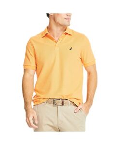 nautica men's sustainably crafted classic fit deck polo,melon sugar,l