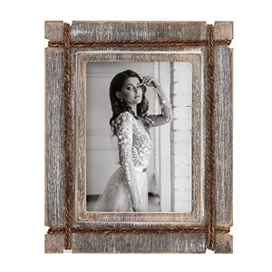 akrilane 6x8 picture frame wood rustic, decorative, distressed & vintage looking photo frames wall decor for wall mount & table top display for home decor – 6 x 8 wedding picture frames – style a