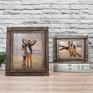 AKRILANE 6x8 Picture Frame Wood Rustic, Decorative, Distressed & Vintage Looking Photo Frames Wall Decor for Wall Mount & Table Top Display for Home Decor – 6 x 8 Wedding Picture Frames – Style A