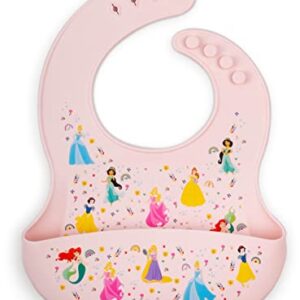 Simple Modern Disney Silicone Bib for Babies, Toddlers | Lightweight Baby Bibs for Eating with Food Catcher Pocket | Soft Silicone with Adjustable Fit | Bennett Collection | Princess Rainbows