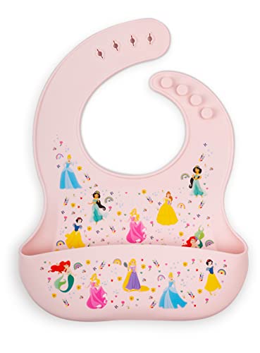 Simple Modern Disney Silicone Bib for Babies, Toddlers | Lightweight Baby Bibs for Eating with Food Catcher Pocket | Soft Silicone with Adjustable Fit | Bennett Collection | Princess Rainbows