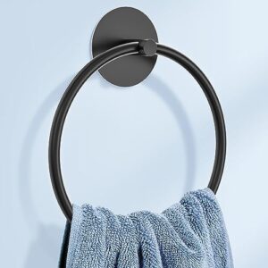 matte black bathroom towel ring - sus304 stainless steel bathroom towel rack, susswiff adhesive wall mounted hand towels holder, towel hanger for bathroom organizer, kitchen storage