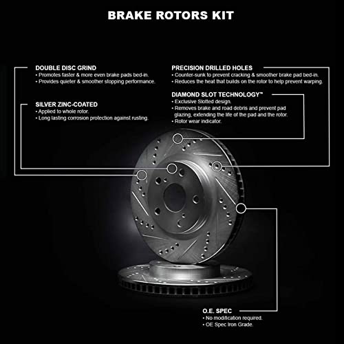 R1 Concepts Rear Brake Rotor Kit |Brake Rotors| Brake Disc |Drilled and Slotted| WGPN1-74039