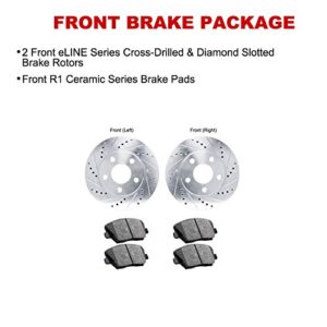 R1 Concepts Front Brakes and Rotors Kit |Front Brake Pads| Brake Rotors and Pads| Ceramic Brake Pads and Rotors|fits 2015-2022 Mercedes-Benz C300, E300