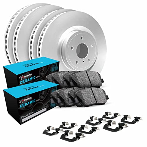 R1 Concepts Front Rear Brakes and Rotors Kit |Front Rear Brake Pads| Brake Rotors and Pads| Ceramic Brake Pads and Rotors |Hardware Kit|fits 2012-2016 Subaru Impreza