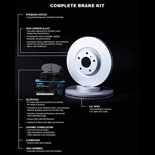 R1 Concepts Front Rear Brakes and Rotors Kit |Front Rear Brake Pads| Brake Rotors and Pads| Ceramic Brake Pads and Rotors |Hardware Kit|fits 2012-2016 Subaru Impreza