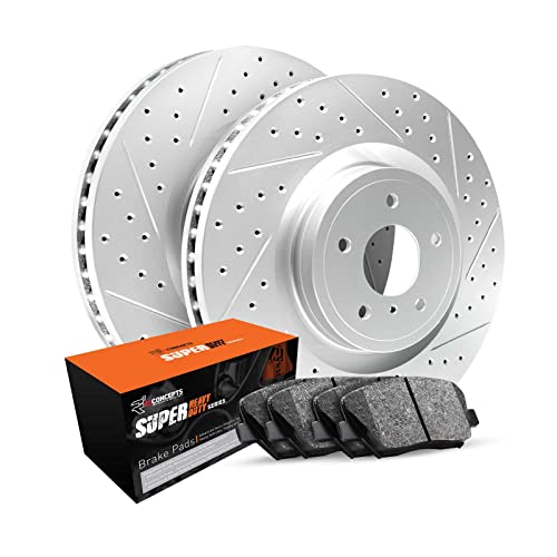 R1 Concepts Rear Brakes and Rotors Kit |Rear Brake Pads| Brake Rotors and Pads| Super Duty Brake Pads and Rotors|fits 2011-2022 Dodge Durango; Jeep Grand Cherokee, Grand Cherokee WK