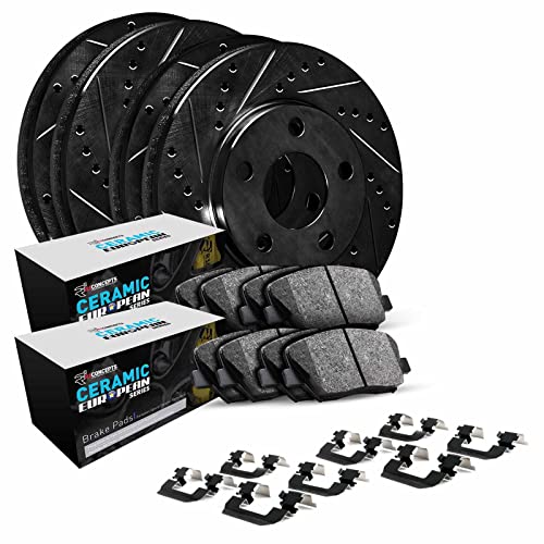 R1 Concepts Front Rear Brakes and Rotors Kit |Front Rear Brake pads| Brake Rotors and Pads| Euro Ceramic Brake Pads and Rotors| Hardware Kit WHTH2-31027