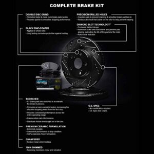 R1 Concepts Front Rear Brakes and Rotors Kit |Front Rear Brake pads| Brake Rotors and Pads| Euro Ceramic Brake Pads and Rotors| Hardware Kit WHTH2-31027