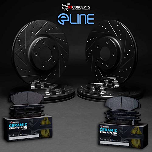 R1 Concepts Front Rear Brakes and Rotors Kit |Front Rear Brake pads| Brake Rotors and Pads| Euro Ceramic Brake Pads and Rotors| Hardware Kit WHTH2-31027