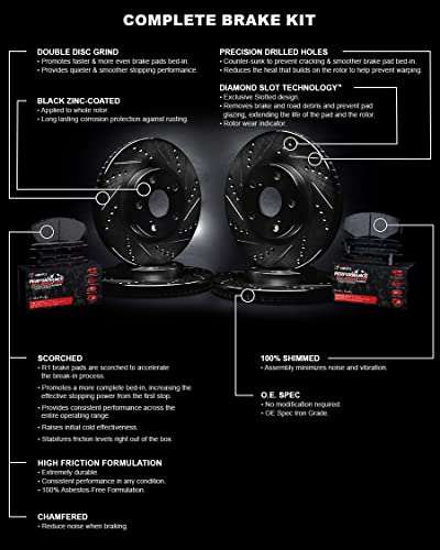 R1 Concepts Front Rear Brakes and Rotors Kit |Front Rear Brake Pads| Brake Rotors and Pads| Performance Off-Road Brake Pads and Rotors|fits 2019-2022 Ram 1500