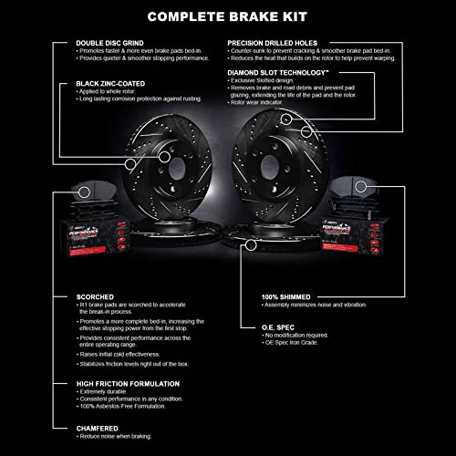 R1 Concepts Front Rear Brakes and Rotors Kit |Front Rear Brake Pads| Brake Rotors and Pads| Performance Off-Road Brake Pads and Rotors|fits 2019-2022 Ram 1500