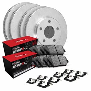 r1 concepts front rear brakes and rotors kit |front rear brake pads| brake rotors and pads| optimum oep brake pads and rotors |hardware kit|fits 2008-2012 land rover lr2