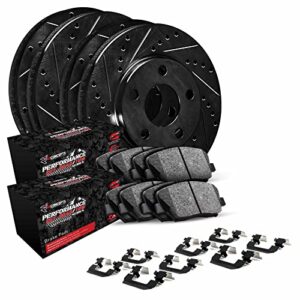 r1 concepts front rear brakes and rotors kit |front rear brake pads| brake rotors and pads| performance off-road brake pads and rotors | hardware kit|fits 1999-2004 jeep grand cherokee