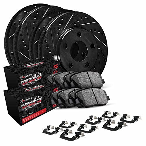 R1 Concepts Front Rear Brakes and Rotors Kit |Front Rear Brake Pads| Brake Rotors and Pads| Performance Off-Road Brake Pads and Rotors | Hardware Kit|fits 1999-2004 Jeep Grand Cherokee