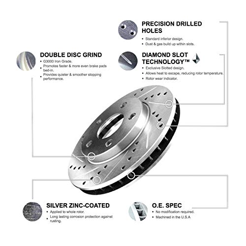 R1 Concepts Front Brakes and Rotors Kit |Front Brake Pads| Brake Rotors and Pads| Ceramic Brake Pads and Rotors |Hardware Kit|fits 2002-2011 Acura RSX; Honda Civic