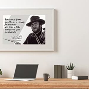 Clint Eastwood Motivational Quote Poster Inspirational Picture Posters Western Theater Memorabilia Signed Autographed Legends Gunsmoke Classic Authentic Actor Star Movies Wall Canvas Wall Art P102