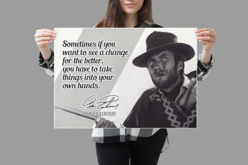 Clint Eastwood Motivational Quote Poster Inspirational Picture Posters Western Theater Memorabilia Signed Autographed Legends Gunsmoke Classic Authentic Actor Star Movies Wall Canvas Wall Art P102