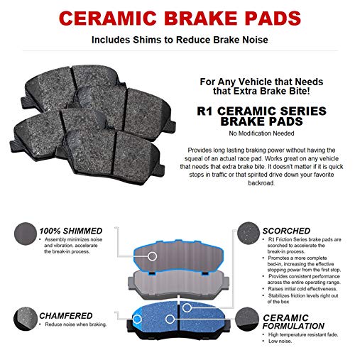 R1 Concepts Rear Brakes and Rotors Kit |Rear Brake Pads| Brake Rotors and Pads| Ceramic Brake Pads and Rotors|fits 2010-2017 Genesis G80; Hyundai Genesis; Kia K900