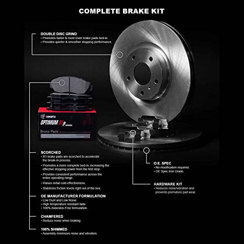 R1 Concepts Front Brakes and Rotors Kit |Front Brake Pads| Brake Rotors and Pads| Optimum OEp Brake Pads and Rotors |Hardware Kit|fits 2012-2022 Ford F-250 Super Duty, F-350 Super Duty