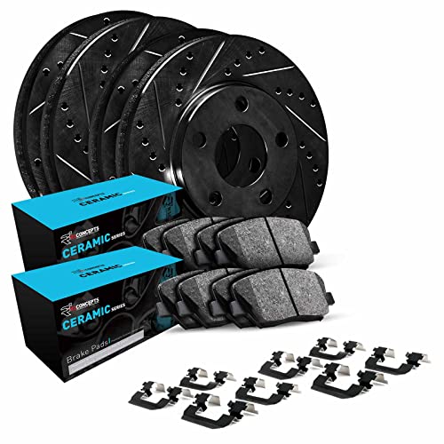 R1 Concepts Front Rear Brakes and Rotors Kit |Front Rear Brake Pads| Brake Rotors and Pads| Ceramic Brake Pads and Rotors |Hardware Kit|fits 2016-2021 Honda Civic